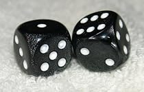 Rare Vintage Black French Bakelite Marbled Dice Pair