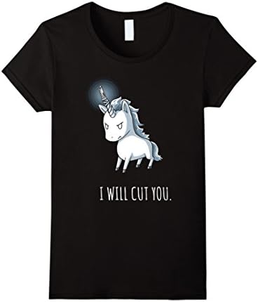 Women's I Will Cut You - Stabby Unicorn T-Shirt Large Black