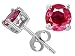 1.00 cts Genuine 5mm. Round Ruby Earring Studs - 14kt White or Yellow Gold