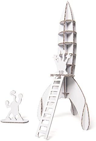 Leolandia Mini Rocket Creative DIY Cardboard Building Model, White