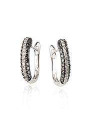 14k White Gold Diamond Earring with Black and White Diamonds, .95 cttw (.71 carats black diamonds and .24 white diamonds) (G-H Color, SI3-I1)