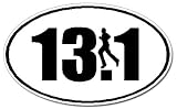 13.1 Marathon Runner Euro Oval Car Decal / Sticker - Black & White