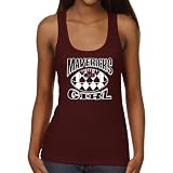 NCAA Colorado Mesa University Mavericks Ladies Argyle Girl Juniors Ribbed Tank Top - Maroon