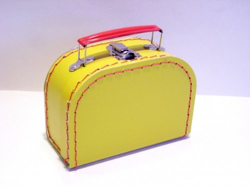 Koffer Pappe, gelb, klein, 16cm, Pappkoffer
