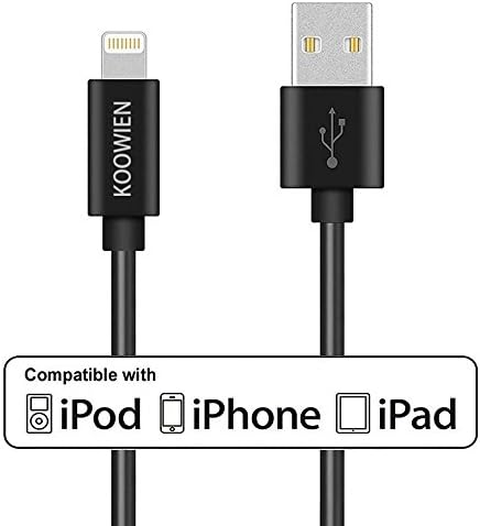 Lightning Cable, KOOWIEN 3FT 8Pin USB Sync Cord Charging Cable for iPhone 6S/6S Plus/6/6 Plus, 5/5S/5C/SE, iPad Mini Pro Air 2 and More - Black