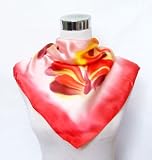 41j KYpLYML. SL160  Satin Tie Dye Floral Print on Red   Silk Bandana 22.5 x 22.5