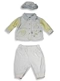 Beyond Basics Kids - Preemie Baby Boys Long Sleeved Velour Pant Set with Matching Cap, Lt. Blue/Yellow