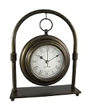 Antiqued Brass Finish Hanging Mantel / Desk Clock