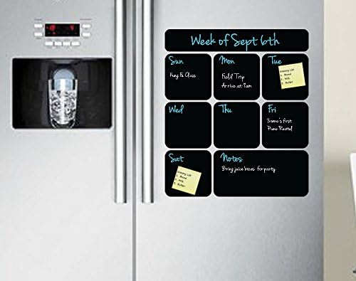 StampMagick Chalkboard Calendar Decal - Weekly Planner for Fridge - Weekly Organizer Chalk Board Decal - Refrigerator Black Board Sticker (13x15)