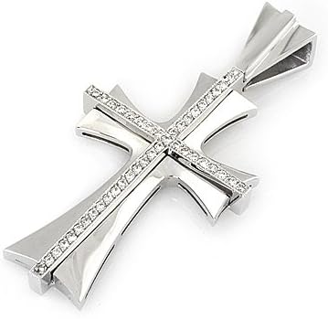 Men's Diamond Cross in 14k White Gold