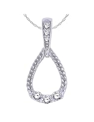 Sterling Silver 0.18 cttw Oval Shape Diamond Pendant Necklace, 18"
