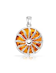 Bling Jewelry Honey Amber Sunburst Pendant Gemstone 925 Sterling Silver