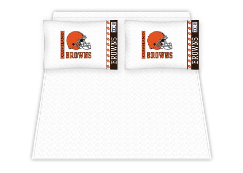 Best Quality Micro Fiber Sheet Set - Cleveland Browns NFL /Color White Size Twin