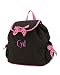 Quilted Monogrammed Solid Black with Pink Trim Drawstring Backpack or Diaper Tote