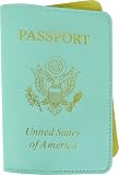 Baekgaard Leather Brights Caribbean Blue Lemon genuine leather embossed passport holder
