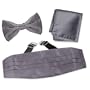 Men's Pretied Silk Bow Tie and Cummerbund Set by Elite Solid in Medium Gray