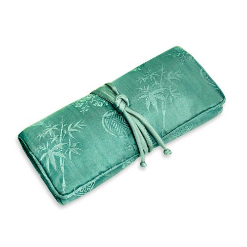 Jewelry Roll Clutch Large - Silk Jacquard (Mint)