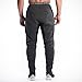 Ouber Men's Fitted Jogger Pants Gym Workout Running Sweatpants with Zipper Bottom (Black,L)