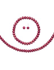 SS Cabaret 6-7mm Freshwater Cult. Pearl Necklace/Bracelet/Earring Set