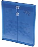 Smead Poly Envelope, 1-1/4" Expansion, String-Tie Closure, Top Load, Letter Size, Blue, 5 per Pack (89542)