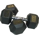 Valor Fitness Rubber Hex Dumbbell's Pair, 30-Pound