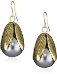 Lenora Dame "Romantic" Not Your Mothers Pearls Petal Bead Cap Earrings in Grey