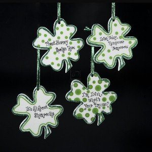 3.5" PORCELAIN IRISH SHAMROCK ORNAMENT