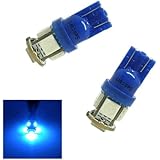 2x T10 5-smd 5050 LED Blue Lights Bulbs for 194 168 W5w Interior,door, License Plate, Parking Lights