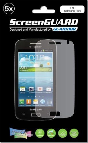5x Samsung Galaxy S Relay 4G SGH-T699 Premium Invisible Clear LCD Screen Protector Cover Guard Shield Protective Film Kit (Package by GUARMOR)