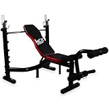 We R Sports Heavy Duty Premium Weight Bench with Weight Rack Home Fitness Gym Bench Workout - Black/Red