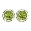 14K Yellow Gold Bezel Set 5 MM Peridot Earring Studs