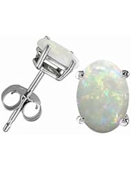 Tommaso Design (tm) Oval 8x6 mm Genuine Opal Earrings