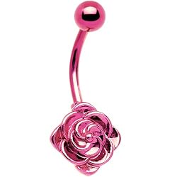 Pink Electro Titanium Flower Bloom Belly Ring