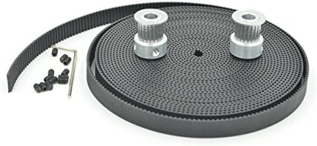 POWGE 2pcs GT2 Timing Pulley 20 Teeth Bore 6.35mm & 5Meters GT2 Timing Belt Width 9mm for 3D Printer Reprap Mendel Prusa