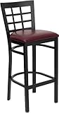 HERCULES Black Window Back Metal Bar Stool with Burgundy Vinyl Seat - XU-DG ....