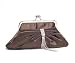 Chocolate brown satin clutch handbag with diamante decoration