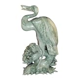 ImperialCraneHandCarvedJadeStatueSculptureAsianArtDecor