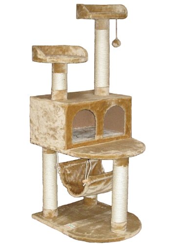Go Pet Club Cat Tree Condo House, 21W x 24L x 54H Inches, Beige