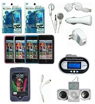 14-piece FULL ACCESSORY BUNDLE SET for Apple iPod Touch 2nd Gen: iPod Touch 2nd Gen Black Leather Case + silicone skin cases + USB CAR Charger