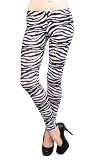 Vivians Fashions Long Leggings - Zebra Print, Regular and Plus Size