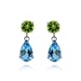 14k White Gold Swiss Blue Topaz and Peridot Dangle Earrings