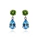 14k White Gold Swiss Blue Topaz and Peridot Dangle Earrings