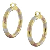 Stunning Women Gold Plated Diamond-Cut Hoop Earrings 1.75