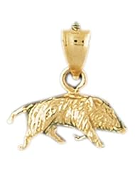 Dazzlers Solid 14k Gold 3D Boar Charm Pendant Available in three colors from jewelsberry (weights: 1.9 grams only)