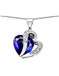 Original Star K (tm) Heart Shape Big 15mm Created Sapphire Pendant Extra Large Version in 925 Sterling Silver