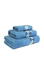 Flor De Algodón Juego De Toallas Krizan (Azul)