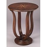 IMAGE OF Round Lamp Table with Star Design in Medium Brown