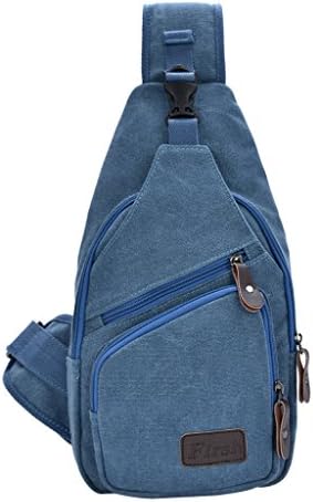 Daosen Sports Unbalance Backpack Sling Bag for Men Canvas Chest Pack/Hiking Bag Blue