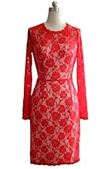 Jeweled Lace Long Sleeves Sheath Mini Dress 