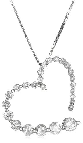 14k Choice of White or Yellow Gold Diamond Journey Heart Pendant (1 cttw, H-I Color, I1-I2 Clarity)